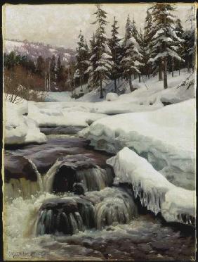 Winterlandschaft mit Gebirgsbach (Lillehammer) 1916