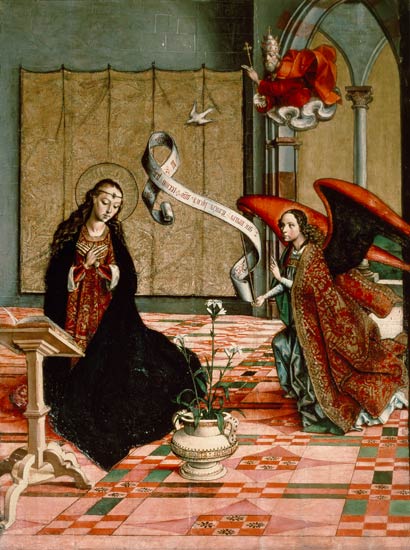The Annunciation, detail from the Altarpiece of St. Anne and the Virgin von Pedro Berruguete