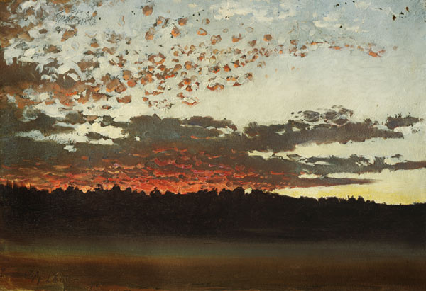 Sonnenuntergang über einer Sumpf- und Waldlandschaft (Schweden) von Per Daniel Holm