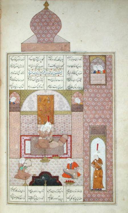 Ms D-212 fol.221b Bahram (420-28) Visits the Princess of Rum, illustration to 'The Seven Princesses' von Persian School