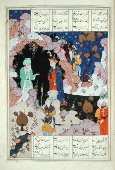 Ms D-212 fol.285a Alexander Visits a Hermit, illustration to 'The Book of Alexander', 1191 von Persian School