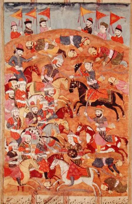 Battle between the Persians and the Turanians, illustration from the 'Shahnama' (Book of Kings), by von Persian School