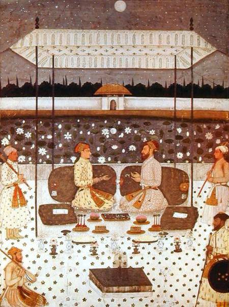 Two Moghul Princes Conversing at Night von Persian School