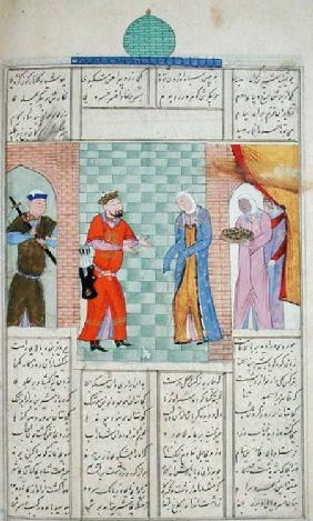 Ms C-822 The meeting of Khosro and Chirin in the palace, from the 'Shahnama' (Book of Kings)