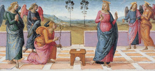 Perugino / Annunciation to Mary / Paint. von Perugino (eigentl. Pierto di Cristoforo Vanucci)