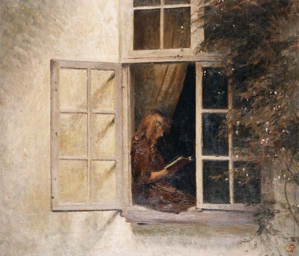 Lesendes Mädchen am Fenster. von Peter Ilstedt