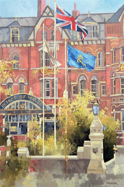 Flags outside the Prince of Wales, Southport, 1991 (oil on canvas)  von Peter Miller
