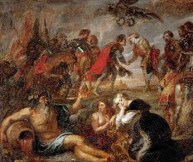 Begegnung König Ferdinands von Ungarn mit dem Kardinalinfanten Ferdinand vor der Schlacht bei Nördli 1634/35