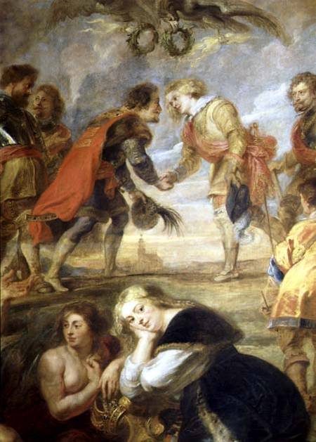 The Meeting of Ferdinand II (1578-1637) and his son the Cardinal Infante Ferdinand before the battle von Peter Paul Rubens