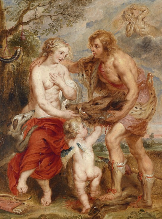 Meleagros überreicht Atalante den Kopf des kalydonischen Ebers von Peter Paul Rubens