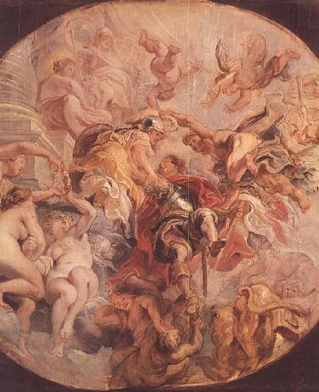 Minerva and Mercury Conduct the Duke of Buckingham (1592-1628) to the Temple of Virtue von Peter Paul Rubens