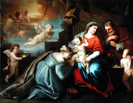 The Mystic Marriage of St. Catherine in a Giordano Composition von Peter Paul Rubens
