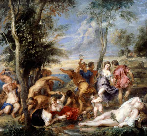 The Andrians, a free copy after Titian von Peter Paul Rubens