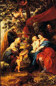 Die hl. Familie unter dem Apfelbaum. Ehem. Flügelaußenseite d.Ildefonso-Altars
