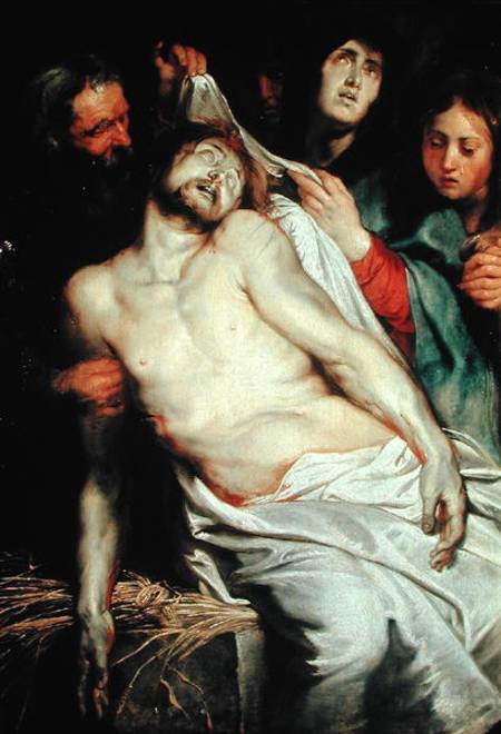 Triptych of Christ on the Straw, centre panel depicting the Lamentation of Christ von Peter Paul Rubens
