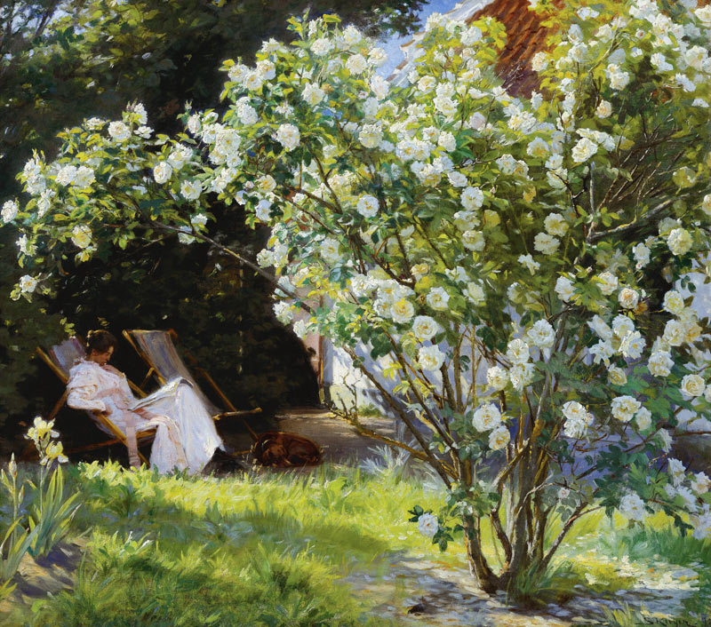 Die Frau des Malers im Rosengarten. von Peder Severin Krøyer