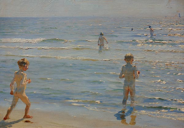 Badende Jungen. Sonnenschein. Skagen von Peder Severin Krøyer