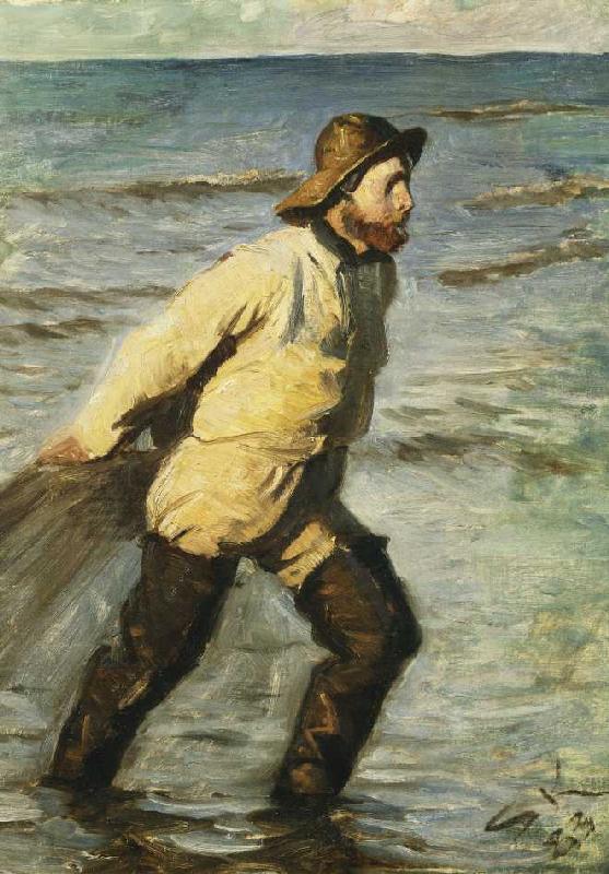 Dänischer Fischer beim Einbringen des Netzes. von Peder Severin Krøyer