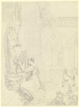 Gretchen im Klosterhofe kniend vor der Mater Dolorosa