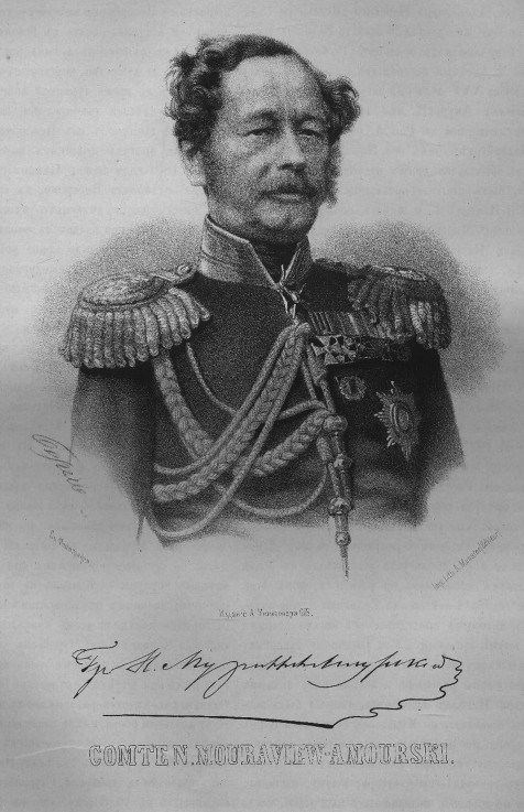 Porträt von Graf Nikolai Nikolajewitsch Murawjow-Amurski (1809-1881) von P.F. Borel