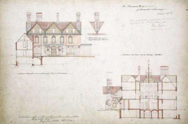 Design for the Red House, Bexley Heath (pen and ink and w/c on paper) von Philip Webb