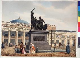 Das Denkmal für Minin und Poscharski auf dem Roten Platz in Moskau