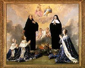 Anne of Austria (1601-66) and her Children at Prayer with St. Benedict and St. Scholastica 1646