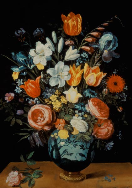 Ein Stillleben von Blumen in einer Porzellan-Vase von Phillipe de Marlier