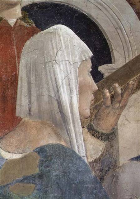 The Legend of the True Cross, the Verification of the Cross, detail of the Queen of Sheba Kissing th von Piero della Francesca