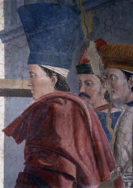 The Legend of the True Cross, the Verification of the True Cross, detail of three male attendants von Piero della Francesca
