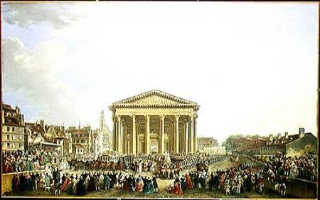 Ceremony of Laying the First Stone of the New Church of St. Genevieve in 1763 von Pierre Antoine Demachy
