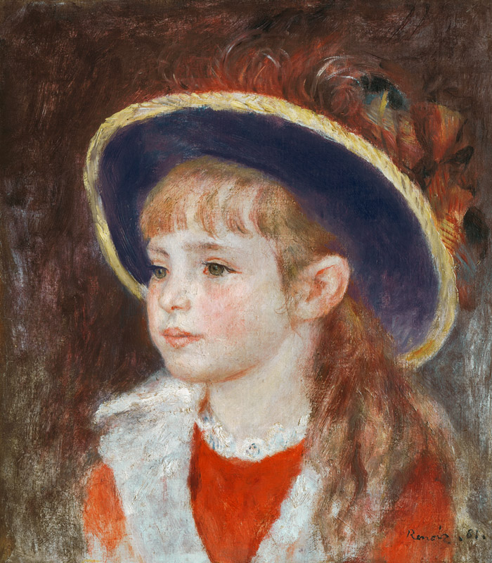 Portrait of a Young Girl in a Blue Hat von Pierre-Auguste Renoir