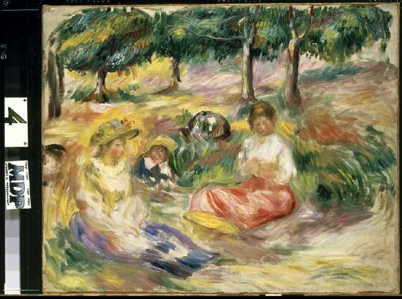 Drei junge Frauen im Grünen von Pierre-Auguste Renoir