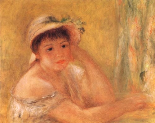 Frau mit Strohhut von Pierre-Auguste Renoir