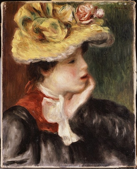 Head of a Girl with a Yellow Hat von Pierre-Auguste Renoir