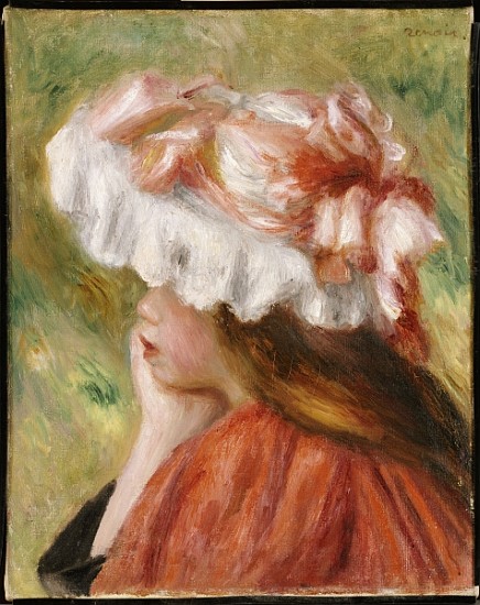 Head of a Young Girl in a Red Hat von Pierre-Auguste Renoir