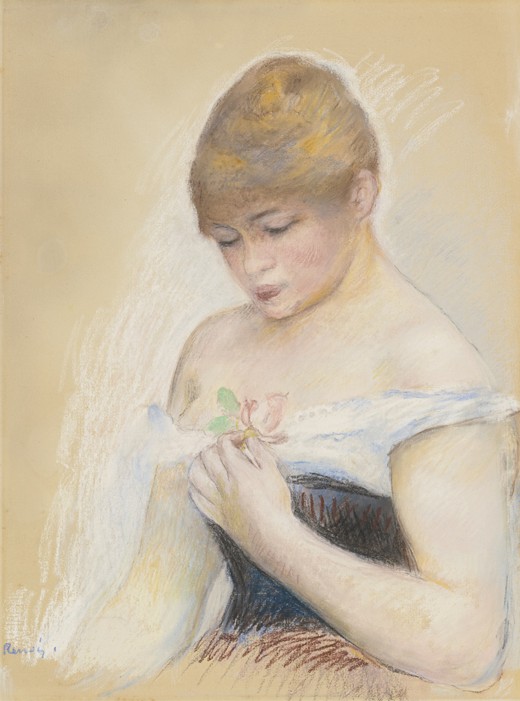 Junge Frau mit einer Blume. Bildnis der Schauspielerin Jeanne Samary von Pierre-Auguste Renoir