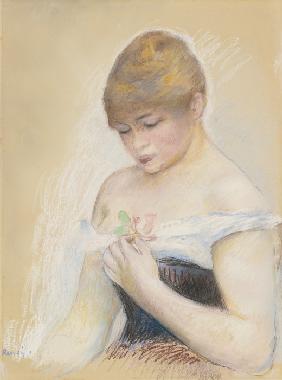 Junge Frau mit einer Blume. Bildnis der Schauspielerin Jeanne Samary