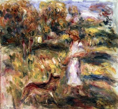 Landscape with the artist's wife and Zaza von Pierre-Auguste Renoir