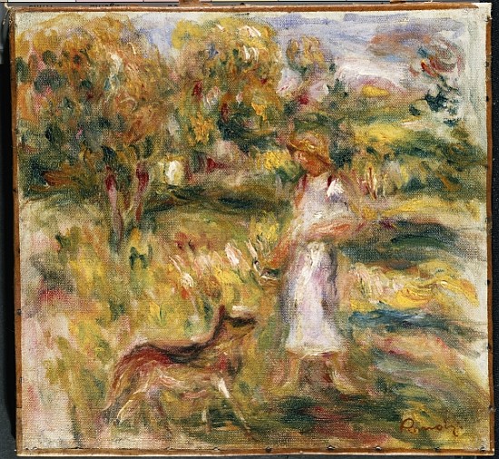 Landscape with a Woman in Blue von Pierre-Auguste Renoir