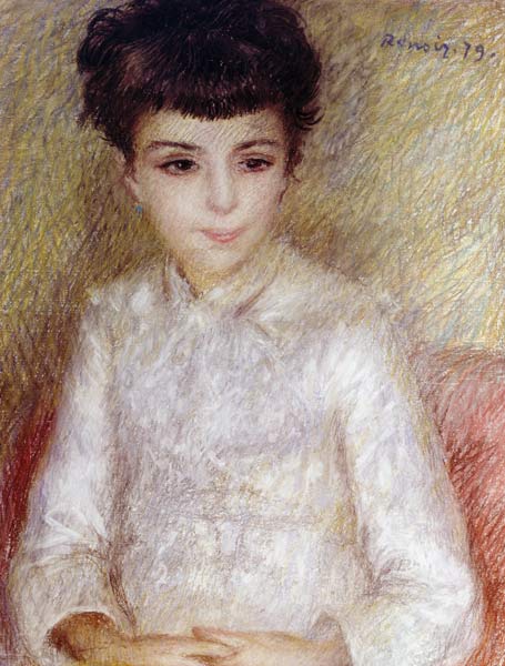 Bildnis eines Mädchens mit braunem Haar von Pierre-Auguste Renoir