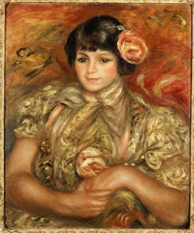 Mädchen mit Rose. von Pierre-Auguste Renoir