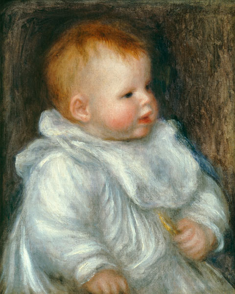 Portrait von Coco vor blauem Hintergrund. von Pierre-Auguste Renoir