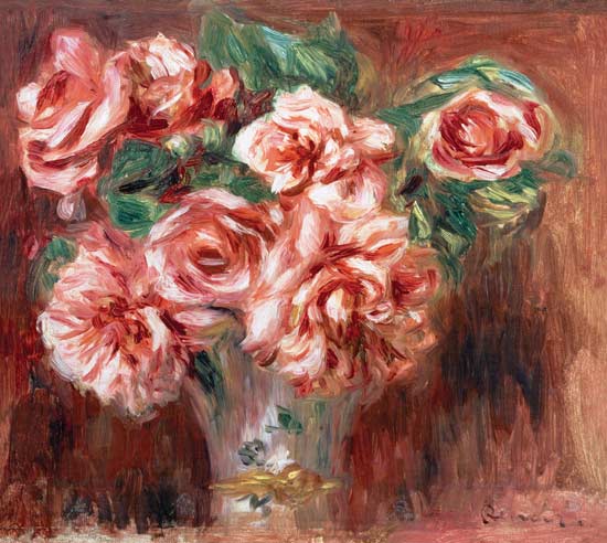 Roses in a Vase von Pierre-Auguste Renoir