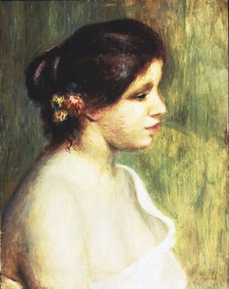 Young Woman with Flowers at her Ear von Pierre-Auguste Renoir