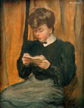 Frau, ein Buch lesend 1905