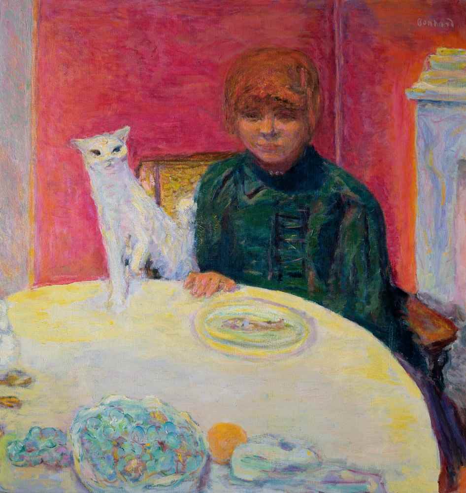 Frau mit einer Katze von Pierre Bonnard