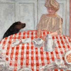 Die rotkarierte Tischdecke oder Das Essen für den Hund 1910