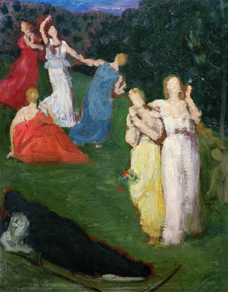 Death and the Maidens (oil on millboard) von Pierre-Cécile Puvis de Chavannes