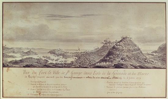 The French Capture Grenada, 1779 (watercolour) von Pierre Ozanne